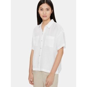 Eileen Fisher Organic Handkerchief Linen Short-Sleeve Shirt L